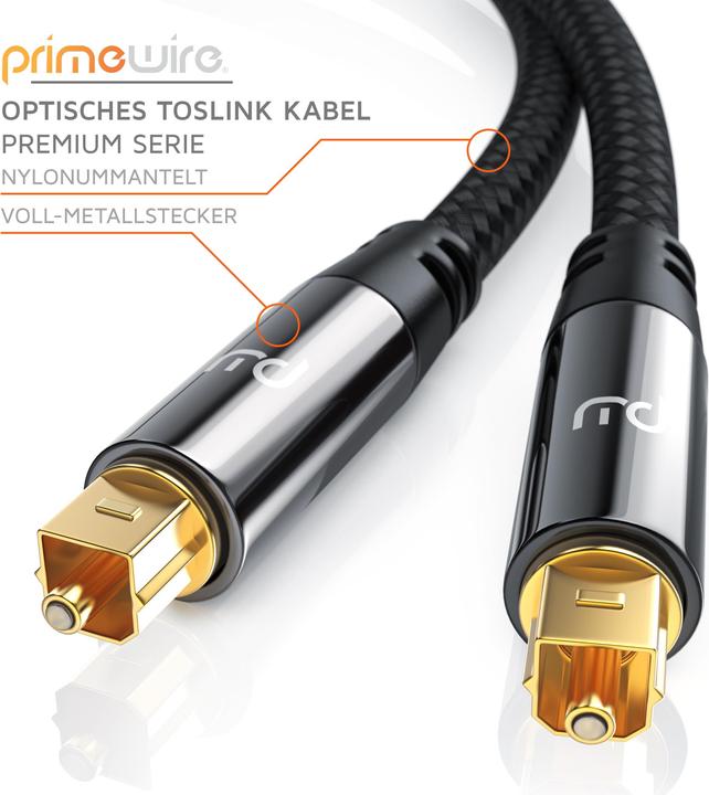 Image du produit Primewire Câble optique - S/PDIF Toslink - connecteur métallique - gaine nylon - fibre optique - câble audio (3 m, Optique)