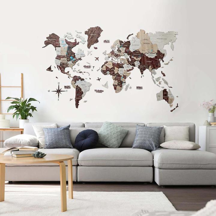 Immagine prodotto Enjoy The Wood Mappa del mondo in 3D (120 x 200 cm)