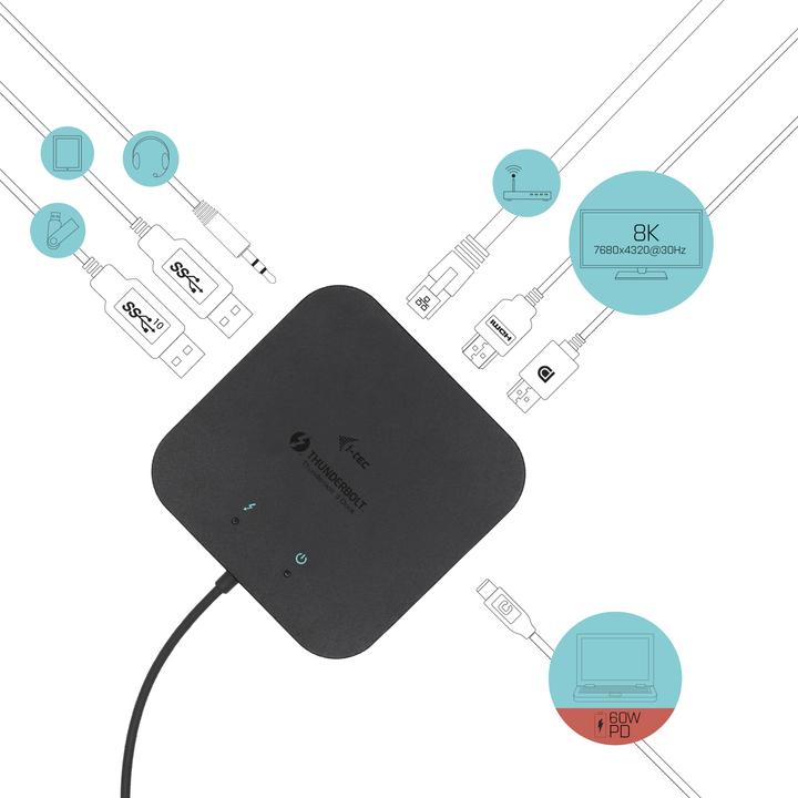 Image du produit i-tec Tb3traveldockpd (Thunderbolt, 4 Ports)