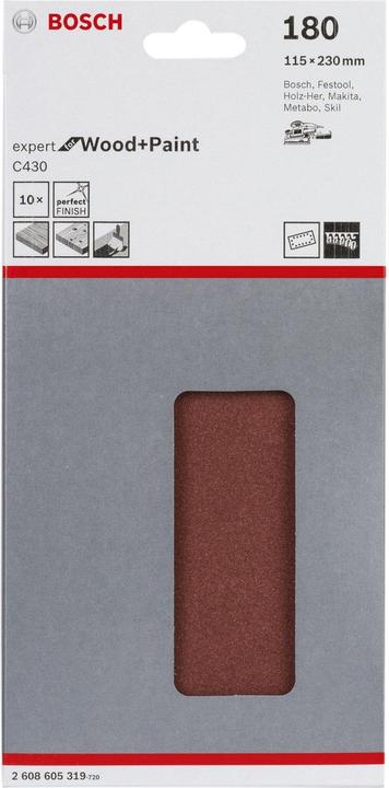 Produktbild Bosch Professional Zubehör Schleifblatt C430, 115 x 230 mm, 180, 14 Löcher, 10er-Pack (180)
