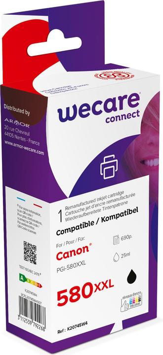 Actual product image Wecare Ink XXL rebuilt PGBK PGI580XXL for Canon Pixma TS6150 25ml (PGBK)
