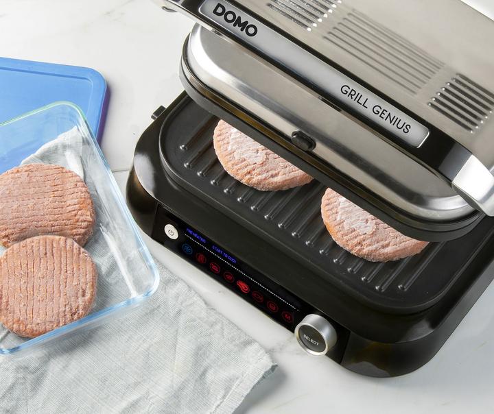 Immagine prodotto Domo Genius Grill elettrico a contatto Rivestimento antiaderente, con display Acciaio inox, nero (Spina UE)