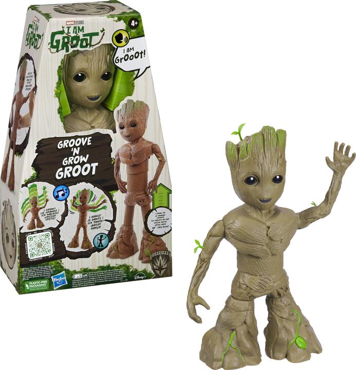 Actual product image Hasbro Marvel Studios I Am Groot Groove 'N Grow Groot, 34cm Tall Interactive Action Figure, Superheroes