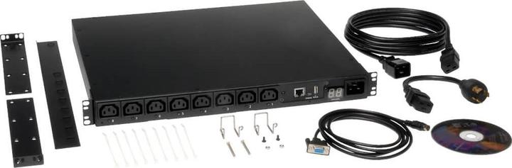 Produktbild Eaton Tripp Lite Series PDUMH20HVNET - Geändert - 1U - Horizontal - Metall - Schwarz - 8 AC-Ausgänge