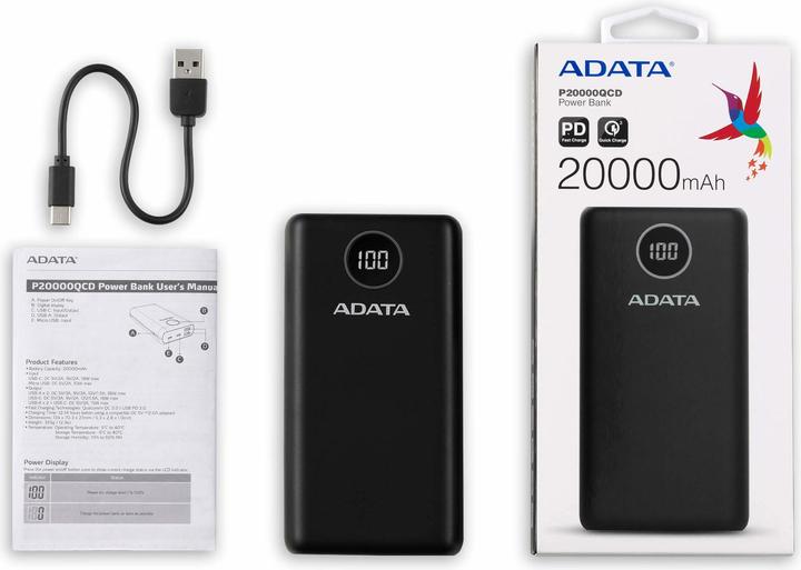 Produktbild Adata P20000QCD (20000 mAh, 15 W, 74 Wh)