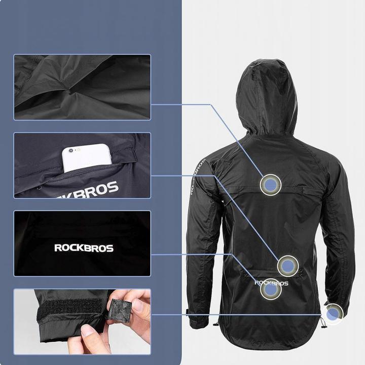Image du produit Rockbros YPY013BK2XL Veste de pluie respirante coupe-vent XXL - Noir (XXL)