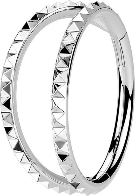 Star Piercing Micro Segmentring klappbar silber zwei Ringe Pyramiden (Chirurgenstahl 316L, ohne Messing)