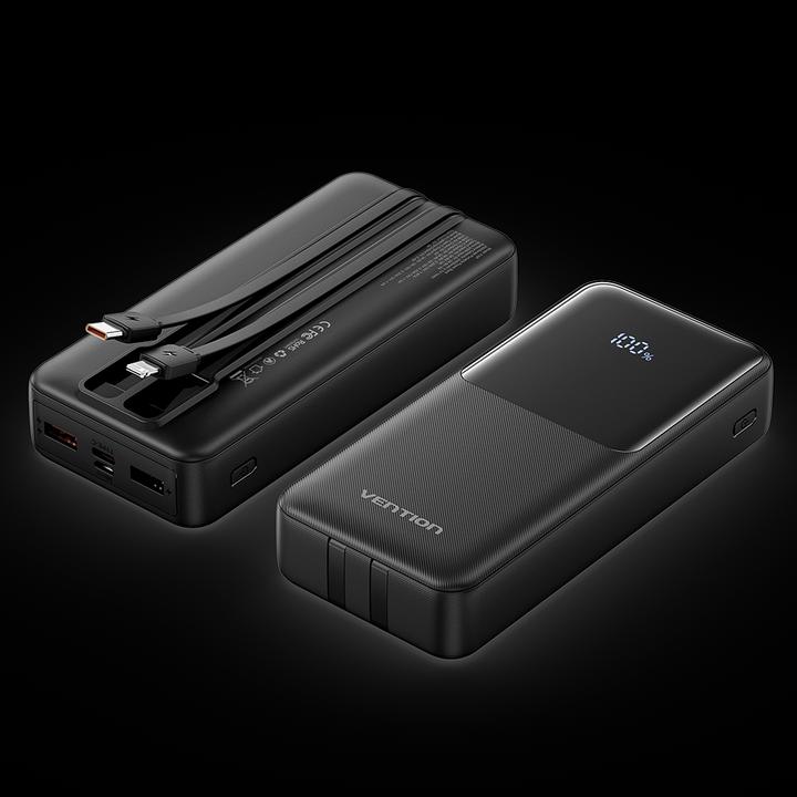 Produktbild Vention 20000mAh Power Bank (Micro-USB + USB-C + USB-A + USB-A) with Built-in USB-C and Lightning Cables 22.