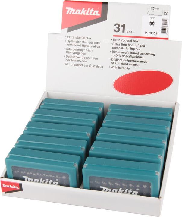 Image du produit Makita P-73352 Jeu de bits 31 parties TORX intérieur (Six pans creux TX M7, Rond à six pans creux TX M8, Six pans creux TX M9, Six pans creux TX M10, Six pans creux TX M15, Six pans creux TX M20, Six pans creux TX M25, Six pans creux TX M27, Six pans creux TX M30, Six pans creux TX M40)