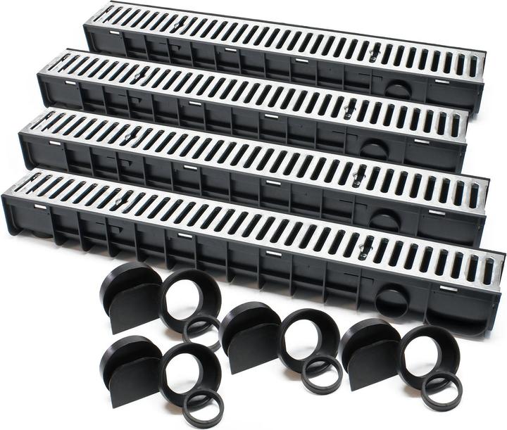 Actual product image Wiltec Drainage Storm Ground Channel 4x1m 1.5t Heelguard Galvanised Rain Waste Sewage Water Drain