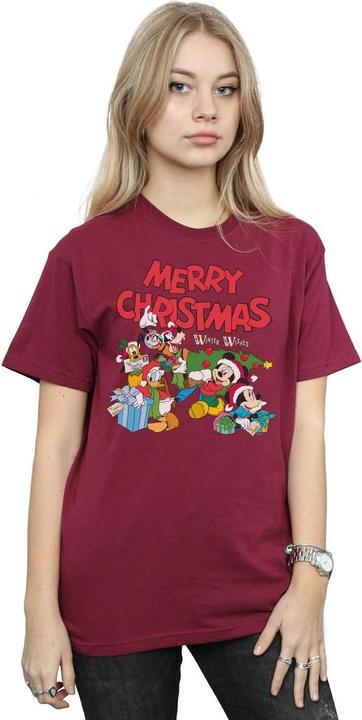 Actual product image Disney Womens/Ladies Mickey And Friends Winter Wishes Cotton Boyfriend T-Shirt (S)