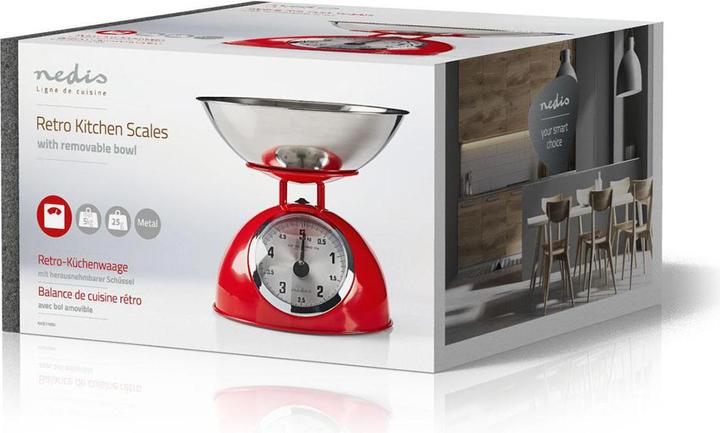 Immagine prodotto Nedis Bilancia da cucina Retro Ana Logo in metallo rosso, KASC110RD