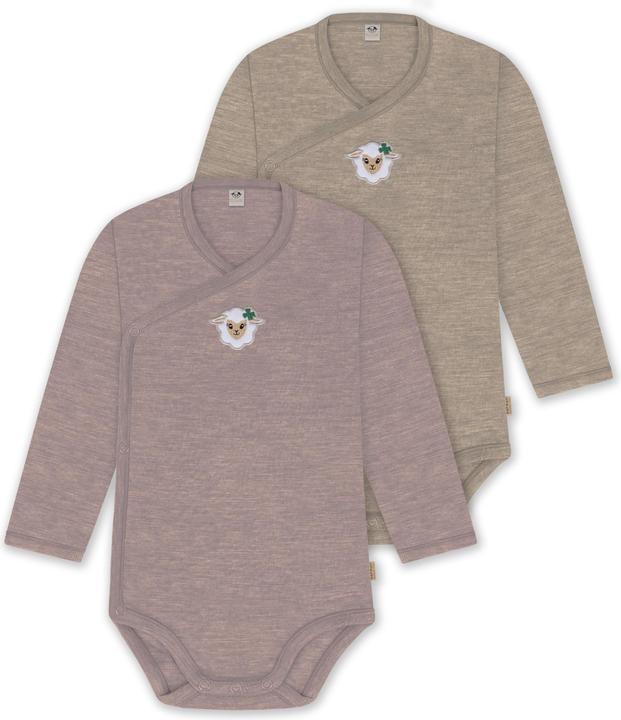 Normani 2er Pack Bio Baby-Body Langarm Wickelbody aus Merinowolle für Junge und Mädchen - 9353