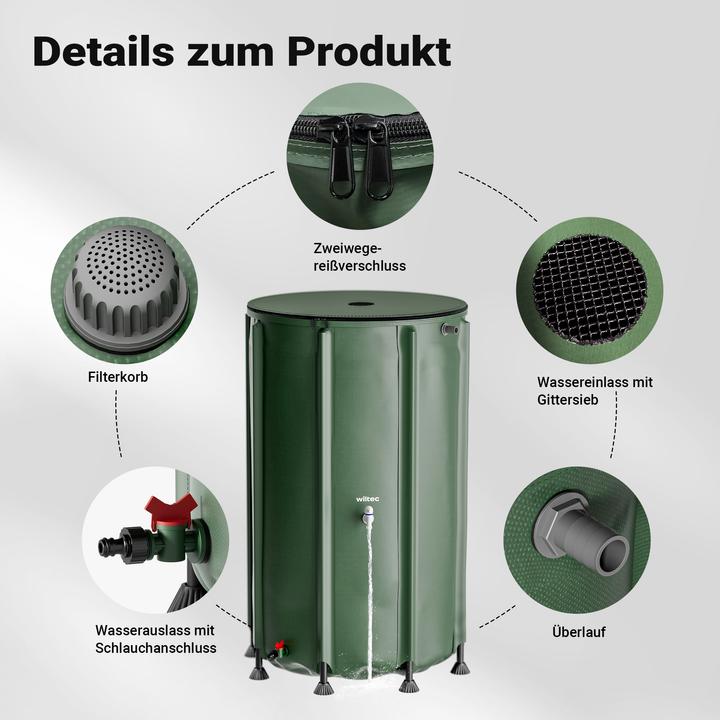 Actual product image Wiltec Foldable rainwater barrel 500l rainwater barrel water tank rain barrel water barrel (500 l)