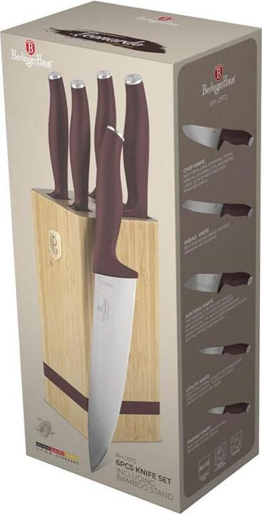 Produktbild BerlingerHaus Haus 6-teiliges Messer-Set mit Messerblock matt bordeaux Leonardo Collection