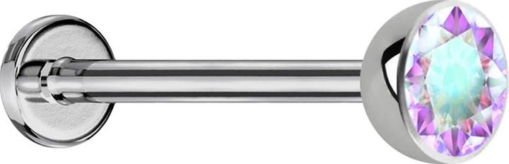 Produktbild Star Piercing Micro Threadless Labret silber Halbkugel mit Kristall multicolor (Titan G23, ohne Messing)