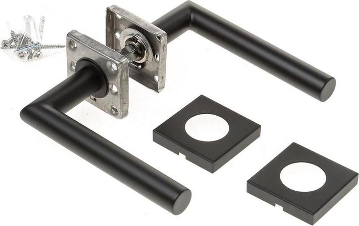 Immagine prodotto Formani Door Griff Basics LB2-19bsqr53 auf quadratischer Rosette Matt Black aufgehängt (Maniglia della porta)