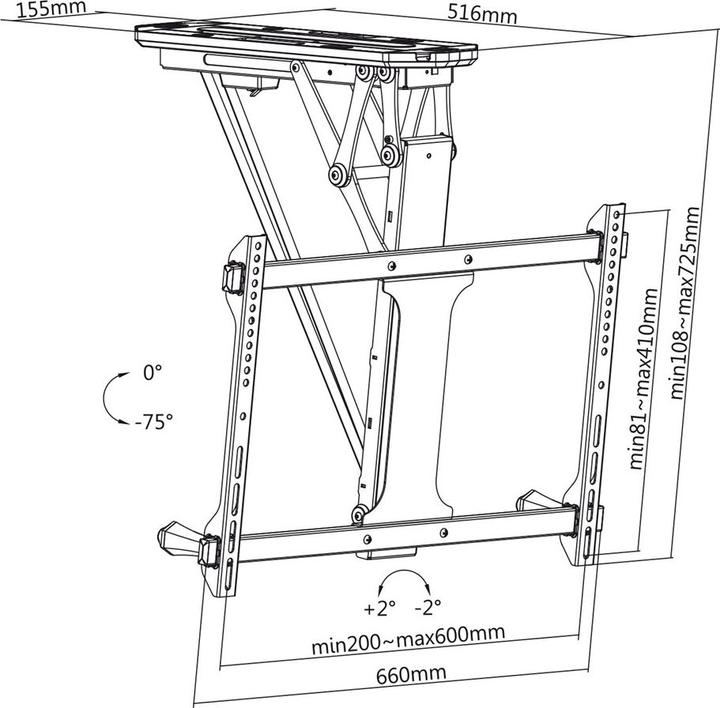 Produktbild Maclean UCHWYT DO TV ELEKTRYCZNY SUFITOWY 32 -70 35KG MC-880T (Decke, 70", 35 kg)