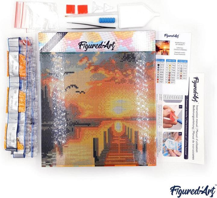 Produktbild Figured'Art Diamond Painting ohne Rahmen - Eiffelturm und Blumen