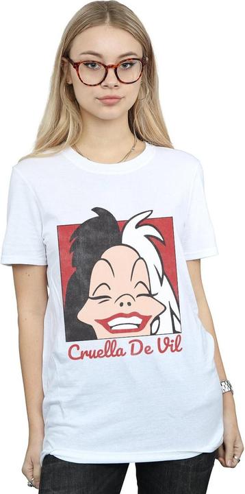 Actual product image Disney Womens/Ladies Cruella De Vil Cropped Head Cotton Boyfriend T-Shirt (M)