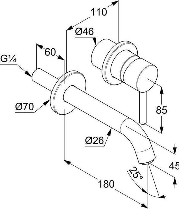 Produktbild Kludi BOZZ Zweiloch Waschtischarmatur, Auslauf 18 cm