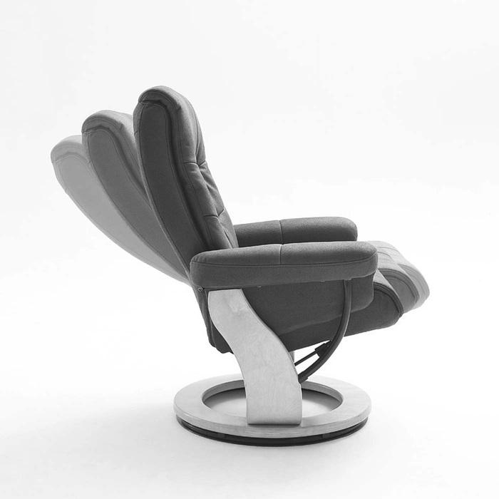 Produktbild Swisshandel24 MCA Relaxsessel, Fernsehsessel TV-Sessel Hocker, Stoff schwarz-braun Wildleder-Imitat, Gestell Walnu