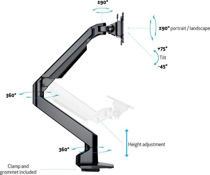 Produktbild Multibrackets Gasliftarm Single (Tisch, 32")