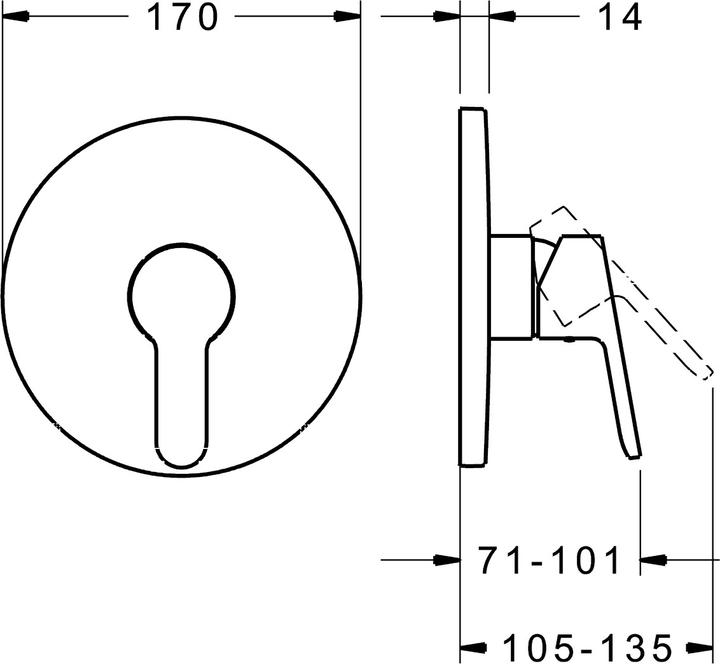 Produktbild Hansa Hansaprimo Duscharmatur, Fertigmontageset, Unterputz, Rosette rund, 89919003