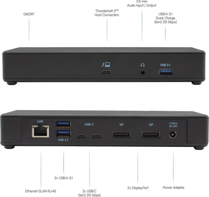 Produktbild i-tec TB3CDUALDPDOCKPDCH + PD 85W (Thunderbolt, 269 Ports)