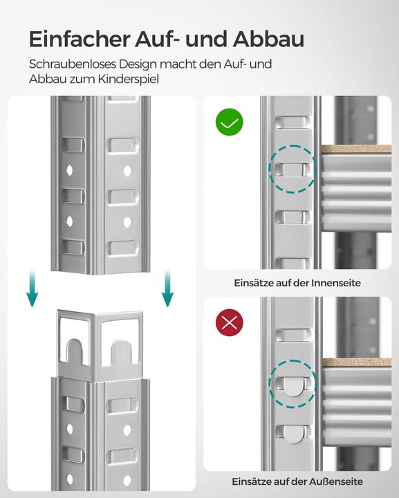 Produktbild Songmics Schwerlastregal GLR050E01 silber 100,0 x 50,0 x 200,0 cm