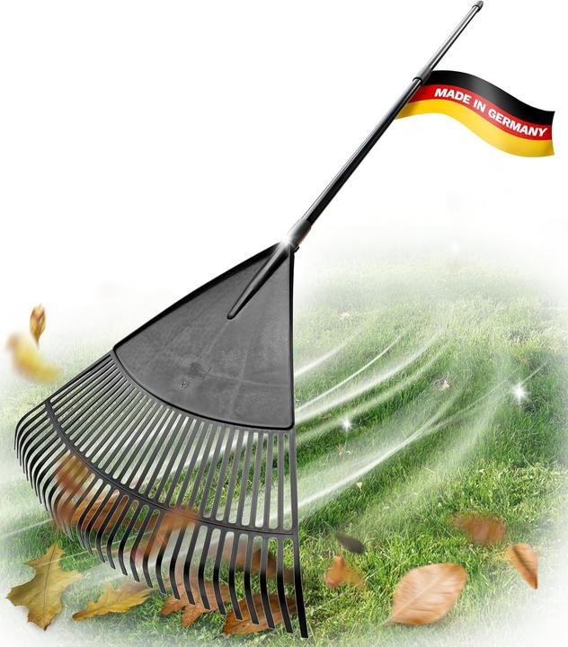 Produktbild Novatool Laubbesen mit Teleskop-Stiel bis 152cm, Laubfeger mit 30 Kunststoff-Zinken, Rechen Arbeitsb
