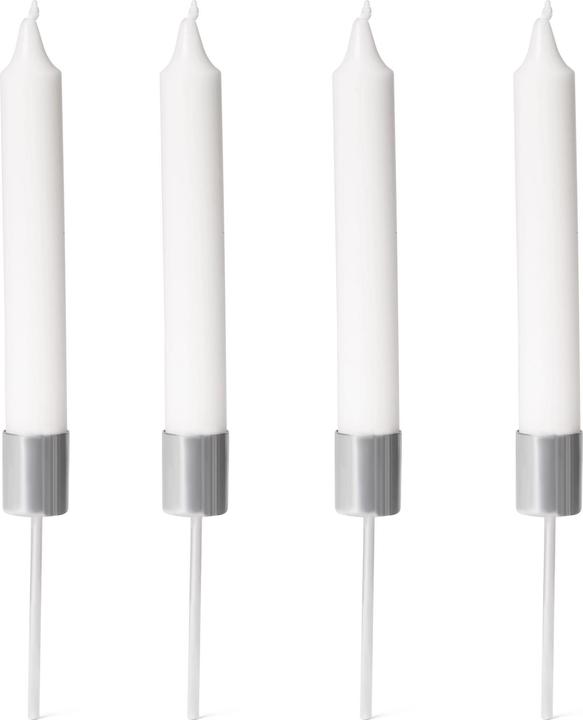 Produktbild Novaliv 4x Stabkerzenhalter silber I Kerzenpick 10 x 2,5 cm Kerzenstecker für Stabkerzen I Kerzenpin