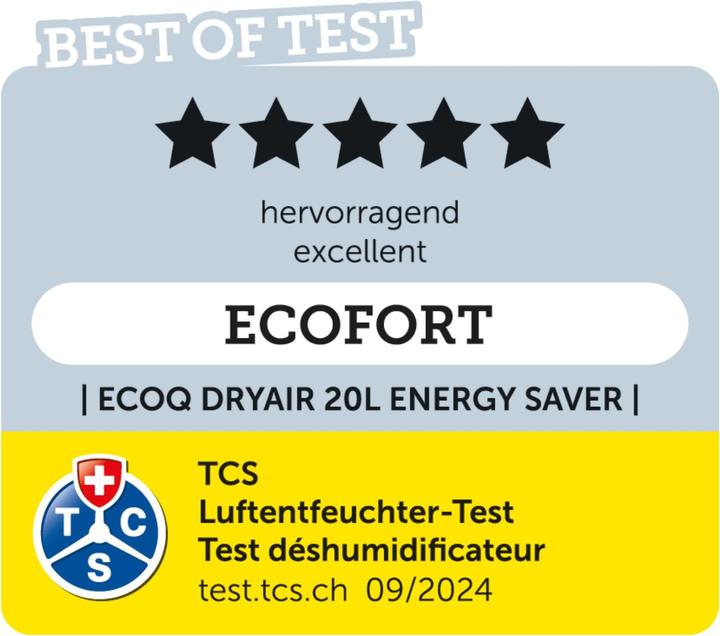 Label énergétique ecofort ecoQ DryAir 20L Energy Saver (50 m², 20 l/24h)
