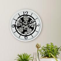 Cepewa Wall clock gear wheel, white, approx. 30cm in diam