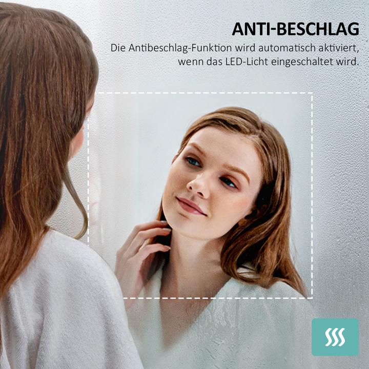 Produktbild Emke Badspiegel mit Beleuchtung 50*70cm,Beschlagfrei, Kaltweiss6500K, Dimmbar, Touch Schalter (70 x 50 cm)