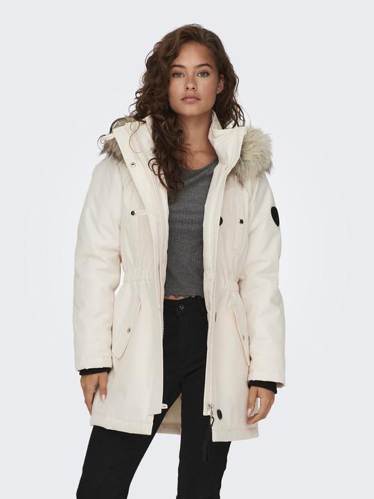 Produktbild Only Kapuze mit abnehmbarem Kunstfell-Rand Gerippte Ärmelbündchen Parka Langer Parka (XS)