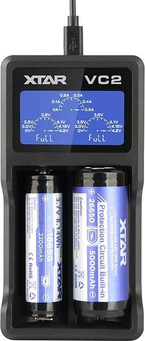 Immagine prodotto Xtar VC2 Caricatore Micro USB, Li-Ion, 2 slot, display LCD (1 pz., AAA, Batteria + Caricabatterie)
