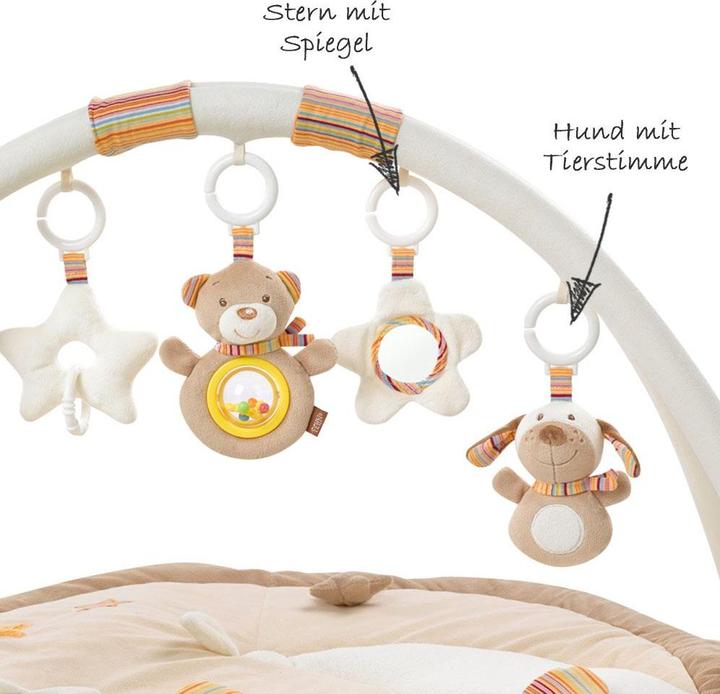 Actual product image Fehn Crawling blanket with play bow bear Rainbow