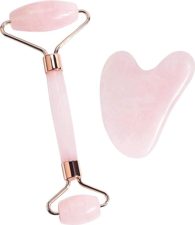 Actual product image JTI Face roller and Gua Sha stone - natural rose quartz
