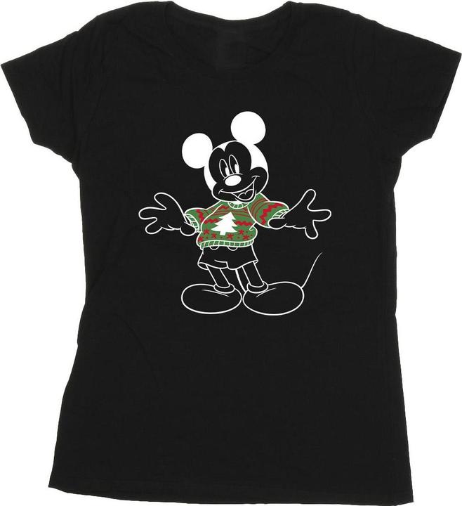 Actual product image Disney Womens/Ladies Mickey Mouse Xmas Jumper Cotton T-Shirt (XL)