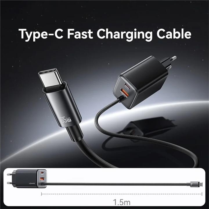 Actual product image Usams Ładowarka sieciowa JC Series CC266 65W GaN Fast Charger 2xUSB-C 1xUSB-A czarny (65 W)