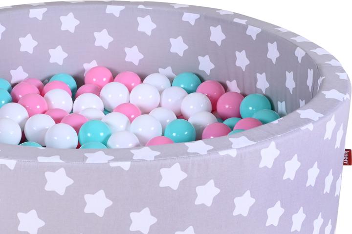 Image du produit Knorrtoys Piscine à balles soft - "Grey white stars" - 300 balles rose/crème/bleu clair