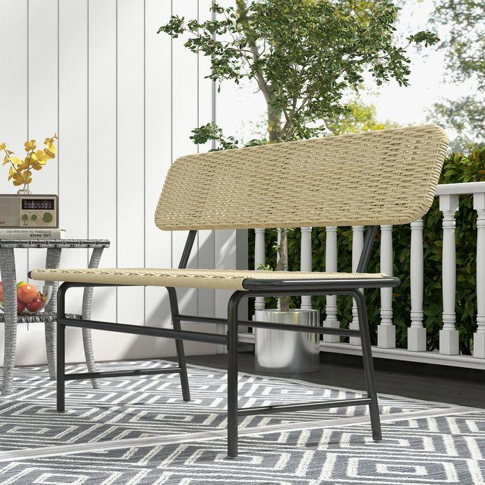 Produktbild Swisshandel24 Polyrattan Sitzbank 2-Sitzer Gartenbank Rattanbank ohne Armlehne, Balkonbank Gartenmöbel bis 250 kg