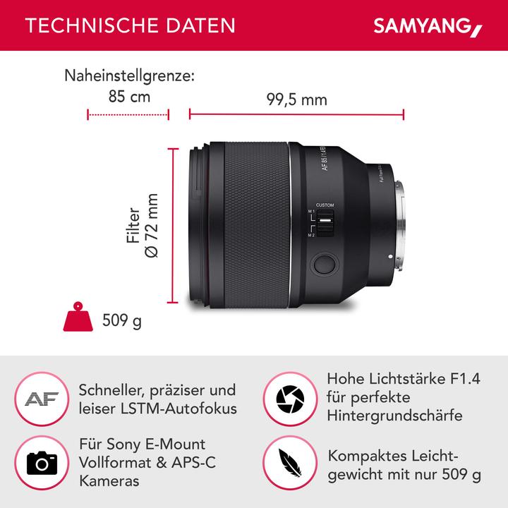 Actual product image Samyang AF 85mm f/1.4 FE II Sony E (Sony E, full size)