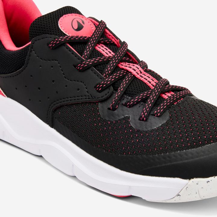 Actual product image Decathlon Kids' lace-up trainers - Playful Fast black/pink (38)
