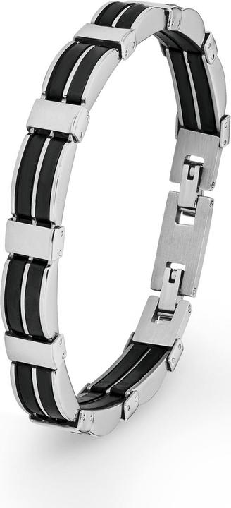 Amor 22 cm langes Herren-Armband mit modischen Kautschuk-Elementen (20 cm, Edelstahl, Leder)