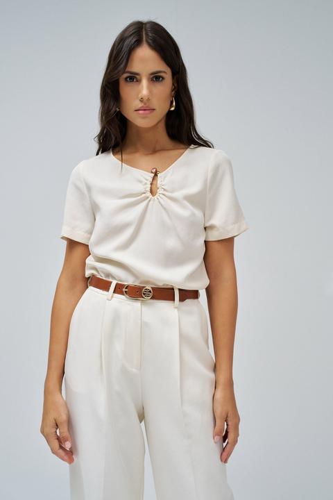Salsa Jeans Kurzarmbluse Shirt With Metal Detail