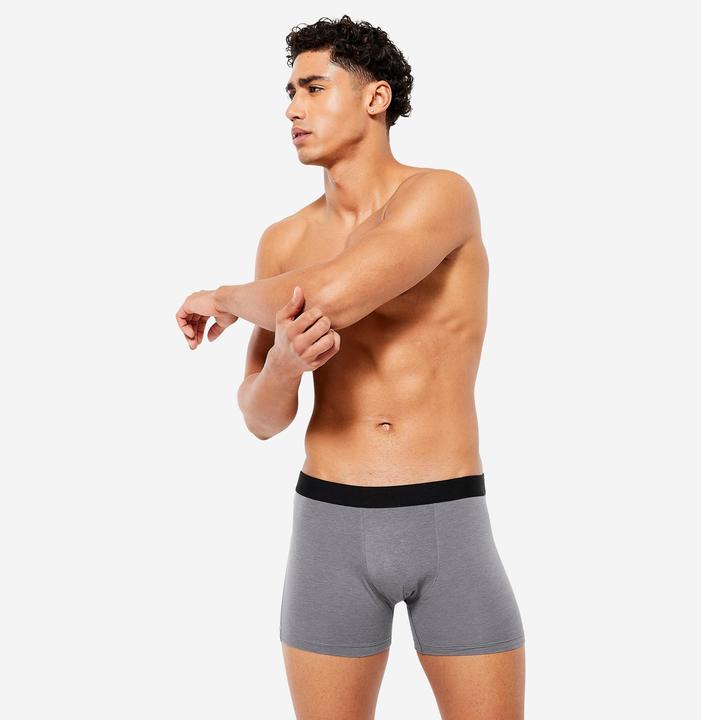 Produktbild Domyos Boxershorts Herren Baumwolle 3er-Pack - schwarz/grau/blau (XL, 3er Pack)