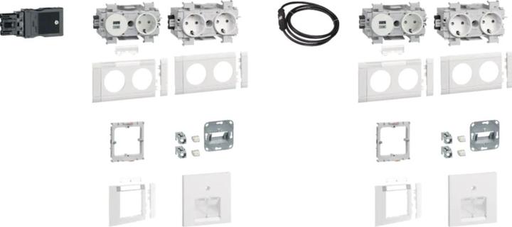 Produktbild Hager 2Arbeitsplätze je 3Std+USB GAPSET2 Charger 15W 2xRJ45 Cat.6A verkehrsweiss