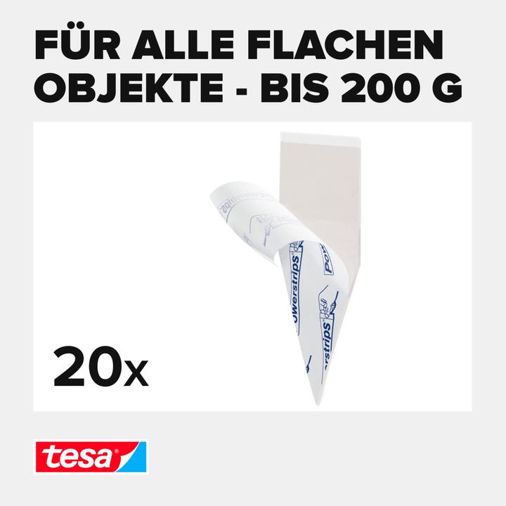 Image du produit tesa Powerstrips POSTER, capacité de maintien de 200g, 20x bandes adhésives double face (0.20 kg)